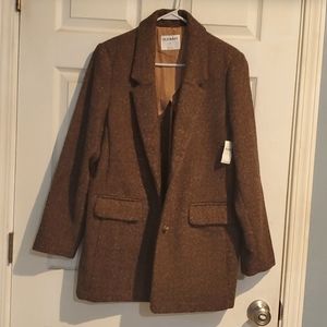 Old Navy Brown Herringbone Polyester Blazer